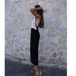 Zara crochet knit dress black white